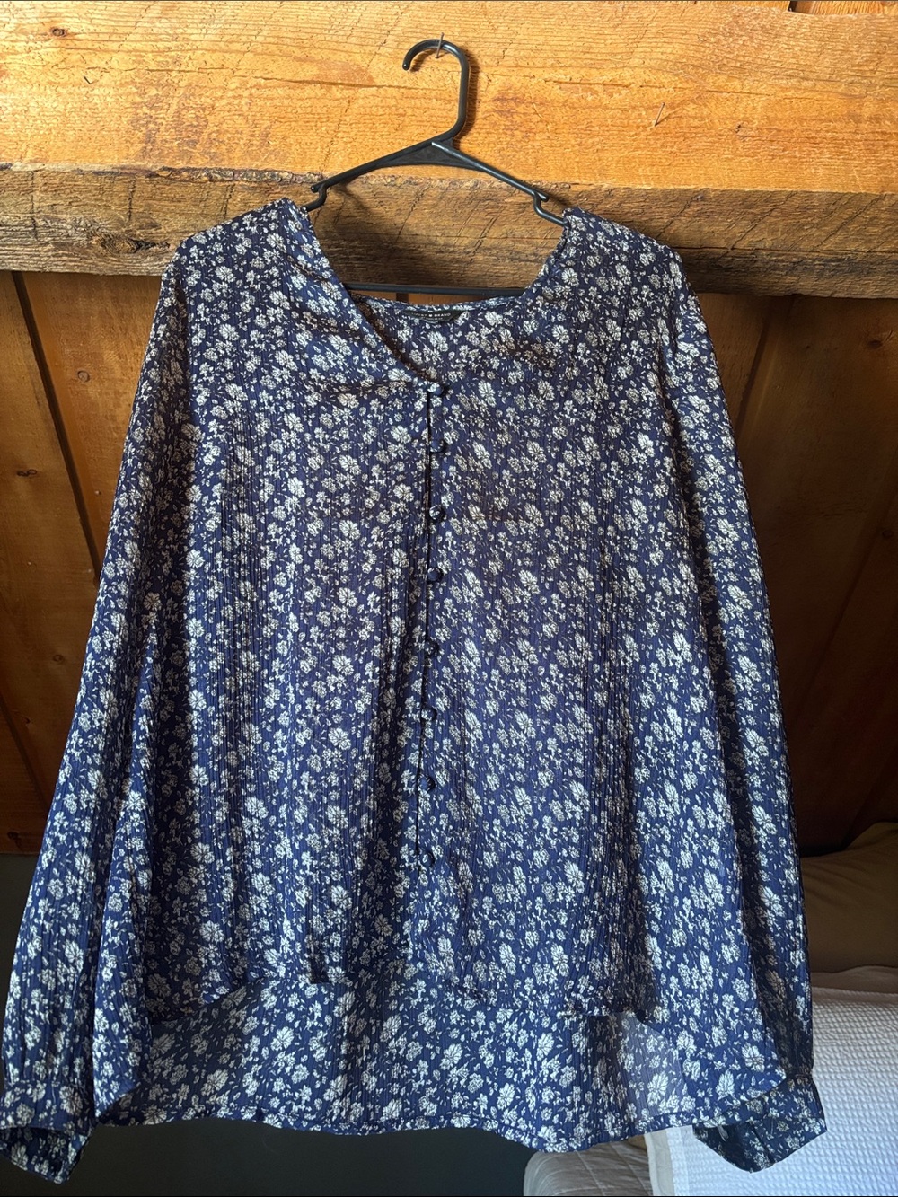 LUCKY BRAND Navy Floral Button-Front Women’s Blouse